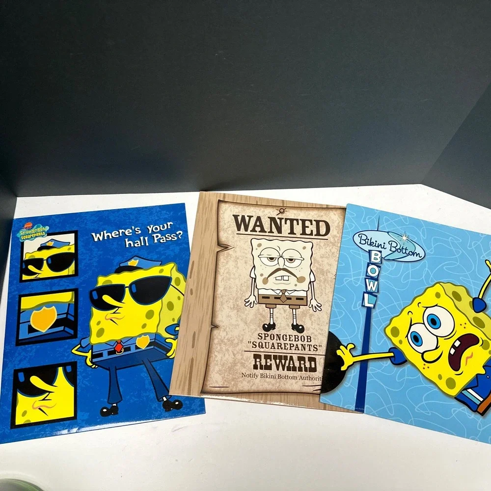 Spongebob Squarepants Two Pocket Folders Vintage 2003 - Set Of 3
